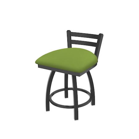 Holland Bar Stool Co 18" Low Back Swivel Vanity Stool, Pewter Finish, Canter Kiwi Green Seat 41118PW009